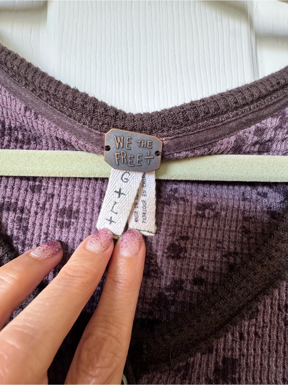 We The Free Mauve Ribbed Henley with Dark Trim - Picture 3 of 6